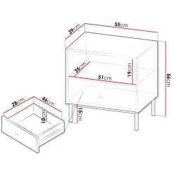 Comodino 55x56h cm 1 vano 1 cassetto bianco opaco Giuggiola