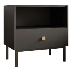 Comodino 55x56h cm 1 vano 1 cassetto nero opaco Giuggiola