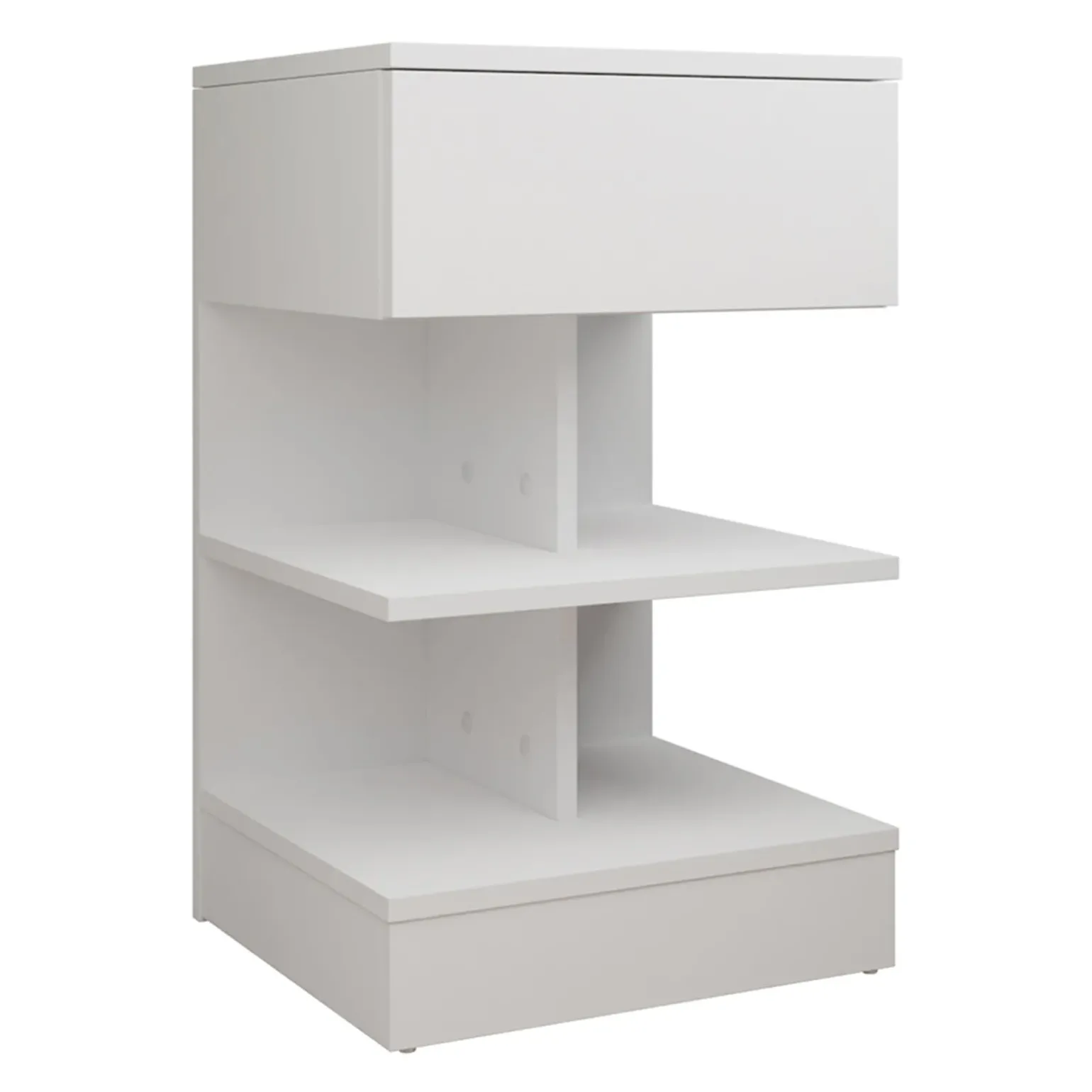 Comodino 39x65h cm con cassetto moderno bianco Clelia