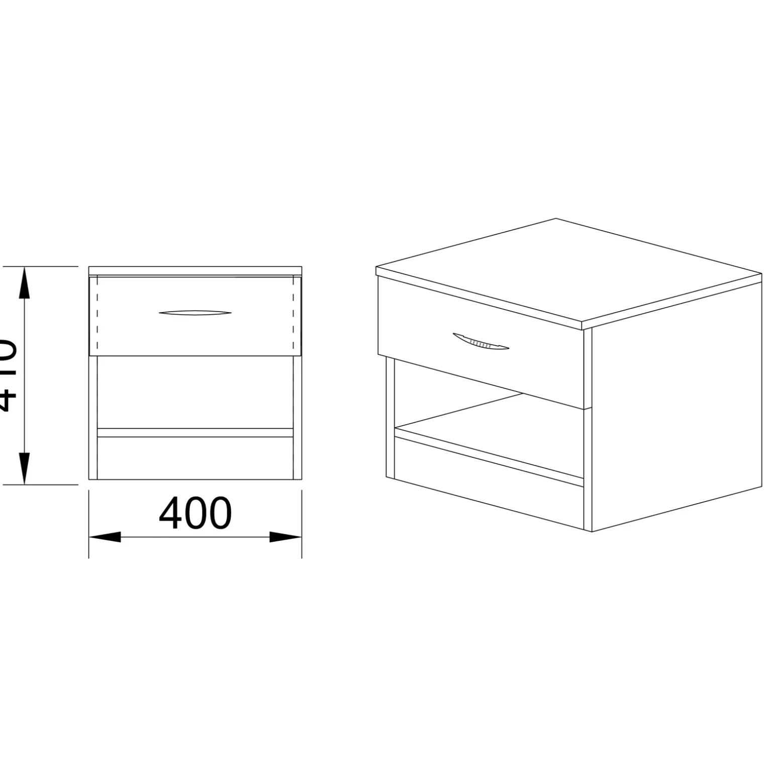 Comodino 40x41h cm con cassetto moderno noce Selvaggia