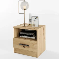 Comodino 40x41h cm  con cassetto moderno rovere rustico Selvaggia