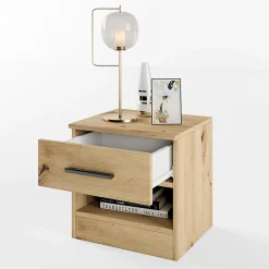 Comodino 40x41h cm con cassetto moderno rovere rustico Selvaggia