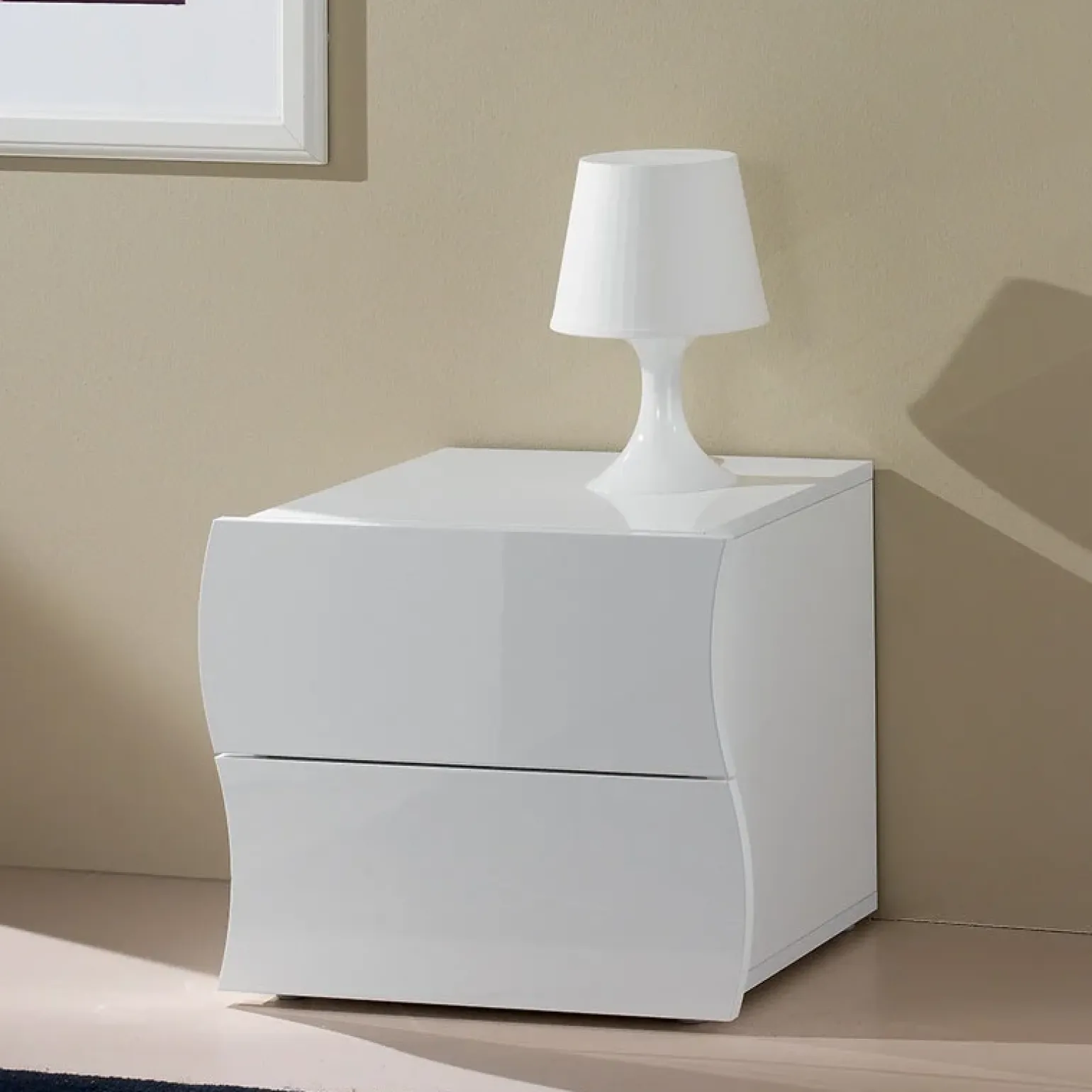 Comodino 50x42h cm design bianco lucido Sea Gihome®