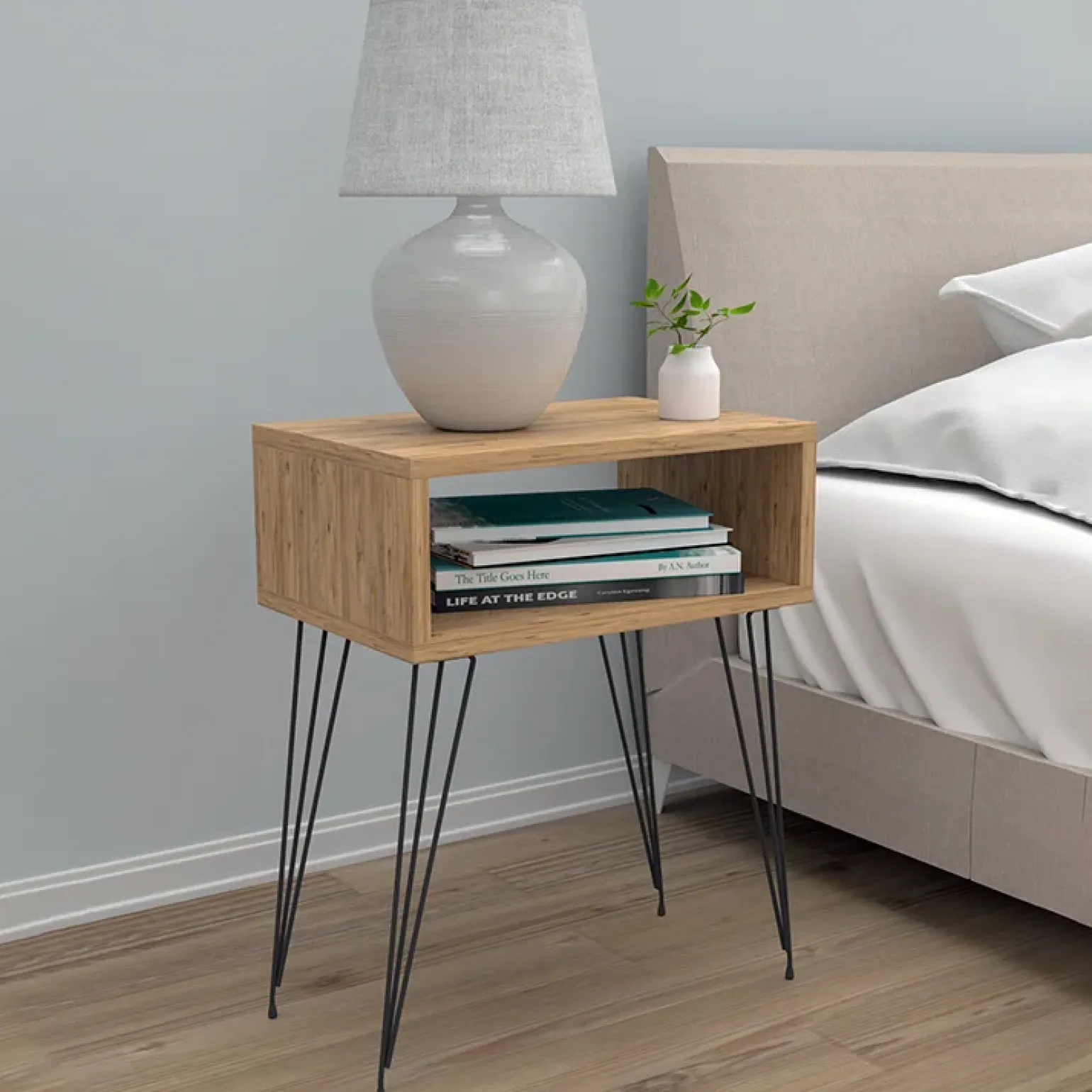 Comodino 45x59h cm design industrial rovere Jamar