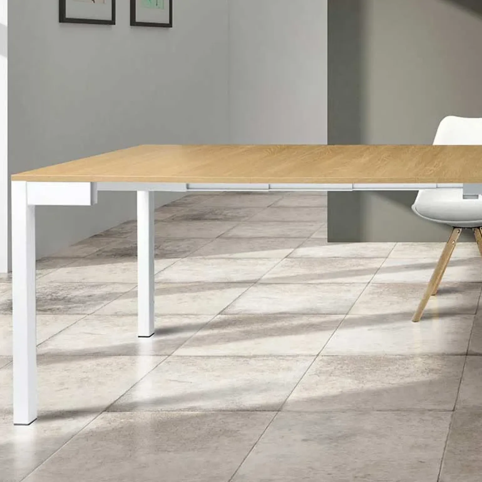 Consolle 50/300cm allungabile rovere metallo bianco Edison