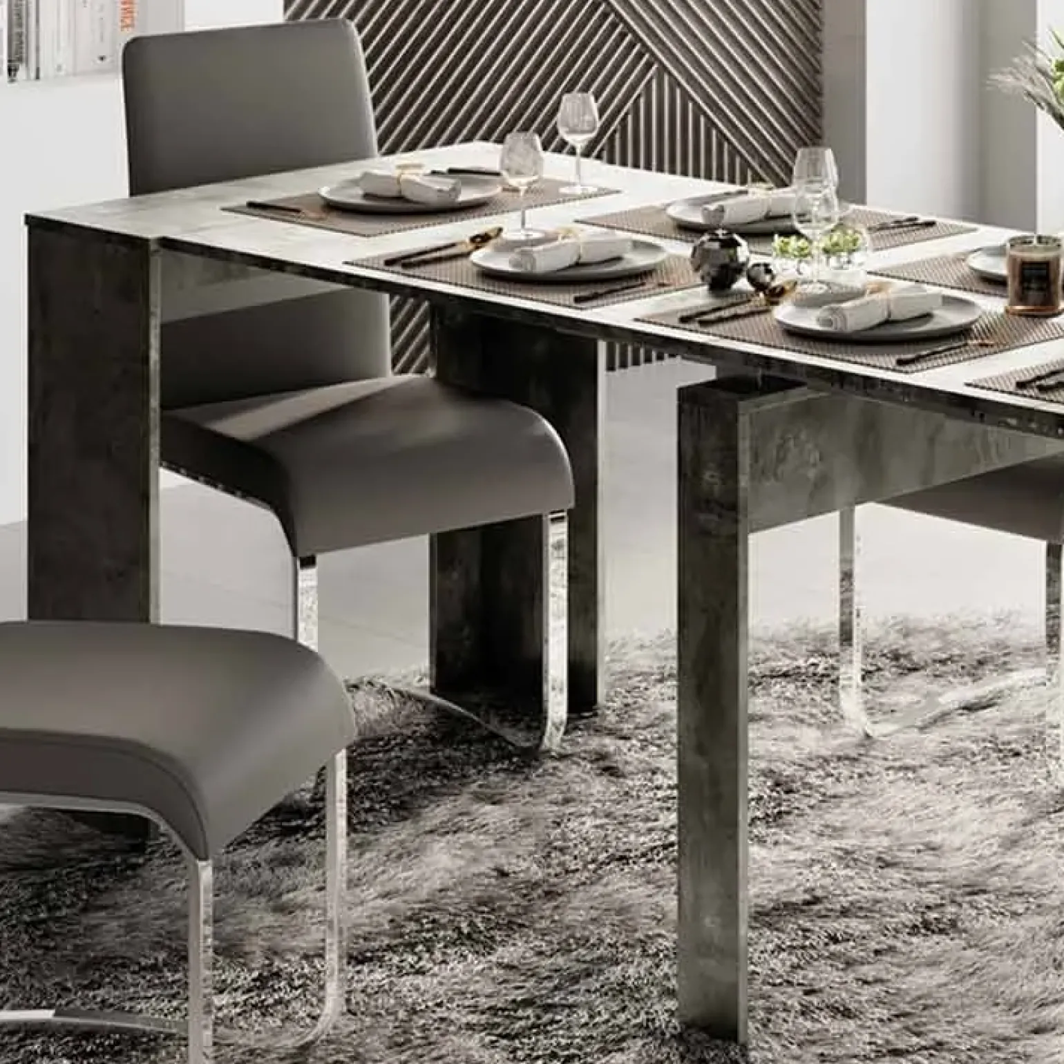 Consolle 54/252cm tavolo allungabile moderno ossido nobilitato Senigallia