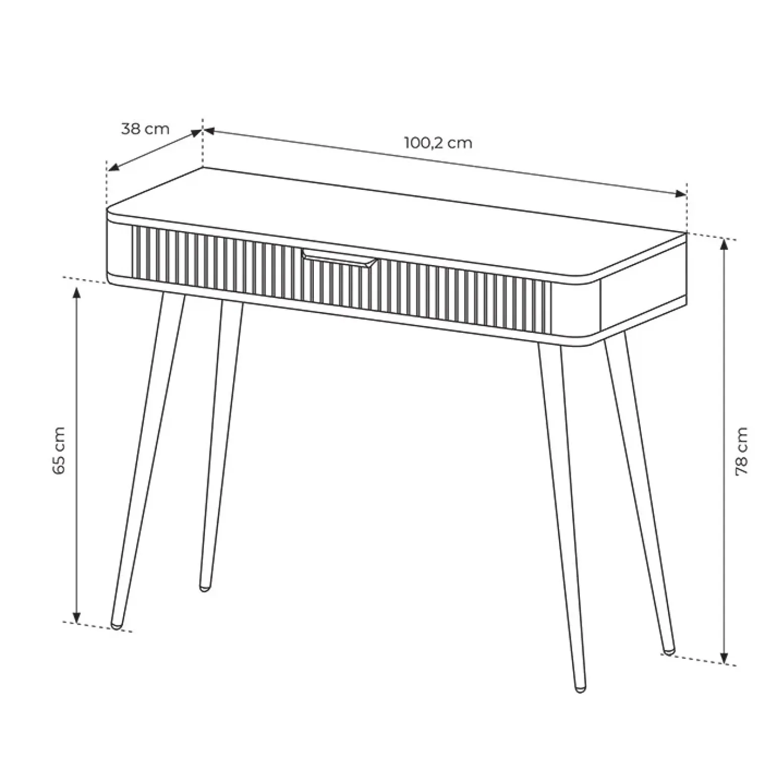 Consolle ingresso 100x78cm 1 cassetto nero opaco cannettato Ramis