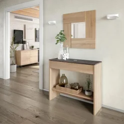 Consolle ingresso 32x79cm con specchio rovere ossido Nelson