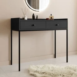Consolle ingresso 100x86cm design moderno 2 cassetti nero Pollon