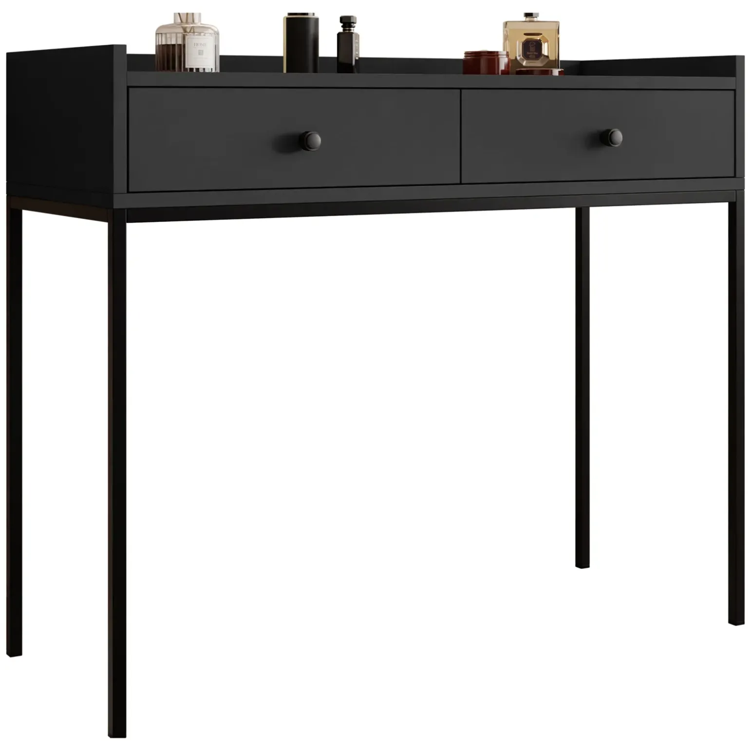 Consolle ingresso 100x86cm design moderno 2 cassetti nero Pollon