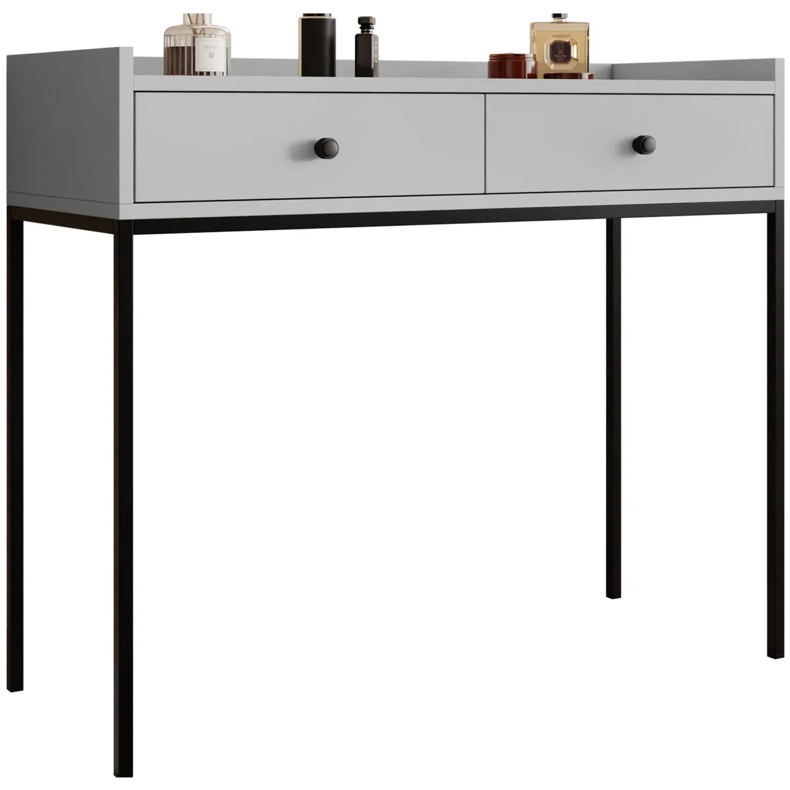 Consolle ingresso 100x86cm design moderno 2 cassetti grigio Pollon