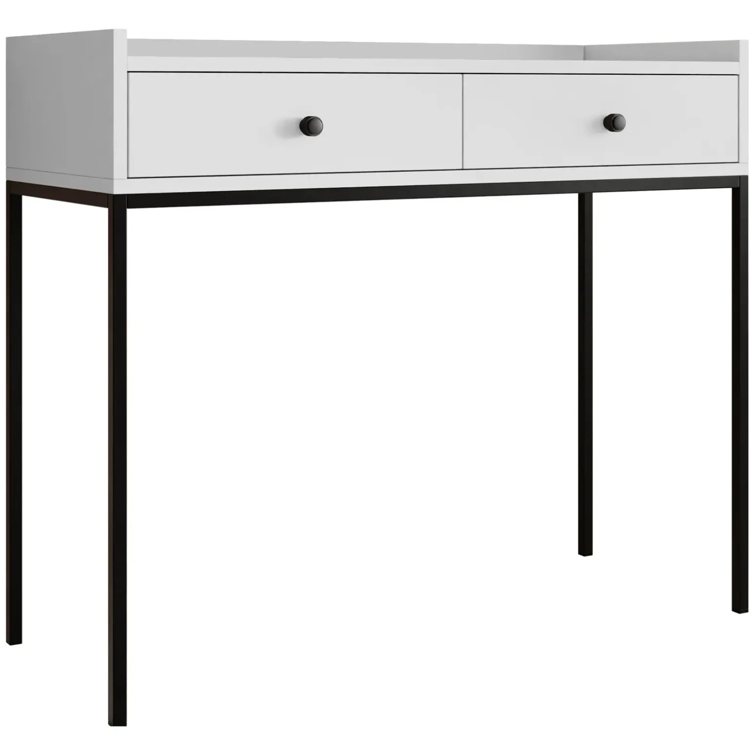 Consolle ingresso 100x86cm design moderno 2 cassetti bianco Pollon