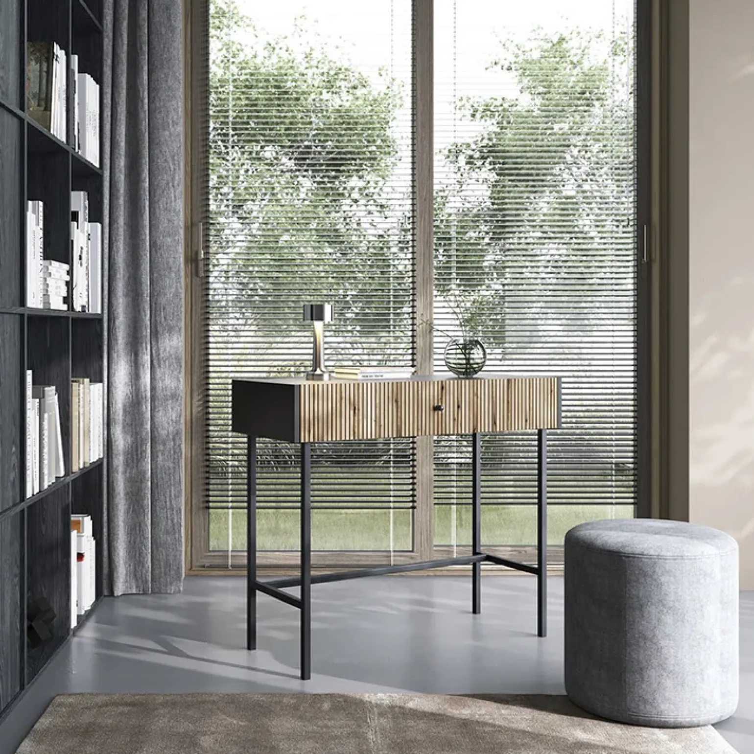 Consolle ingresso 93x79cm nero rovere cannettato Eterna