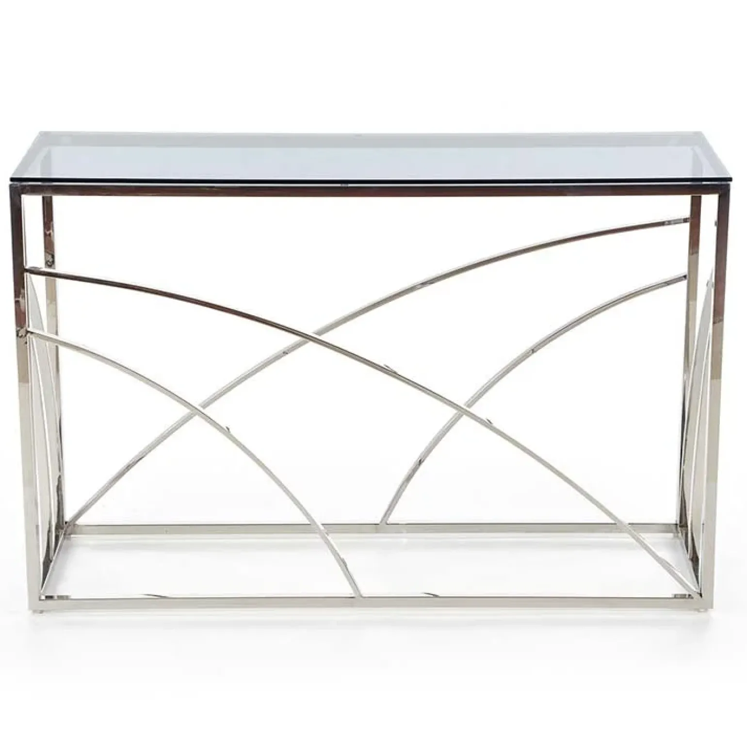 Consolle 120x78cm moderna in vetro fumè argento Hersol