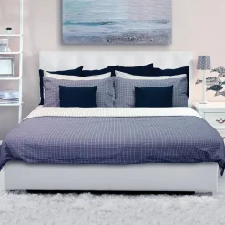 Copripiumino + 2 federe letto matrimoniale a quadretti 250x200cm blu Bolivia