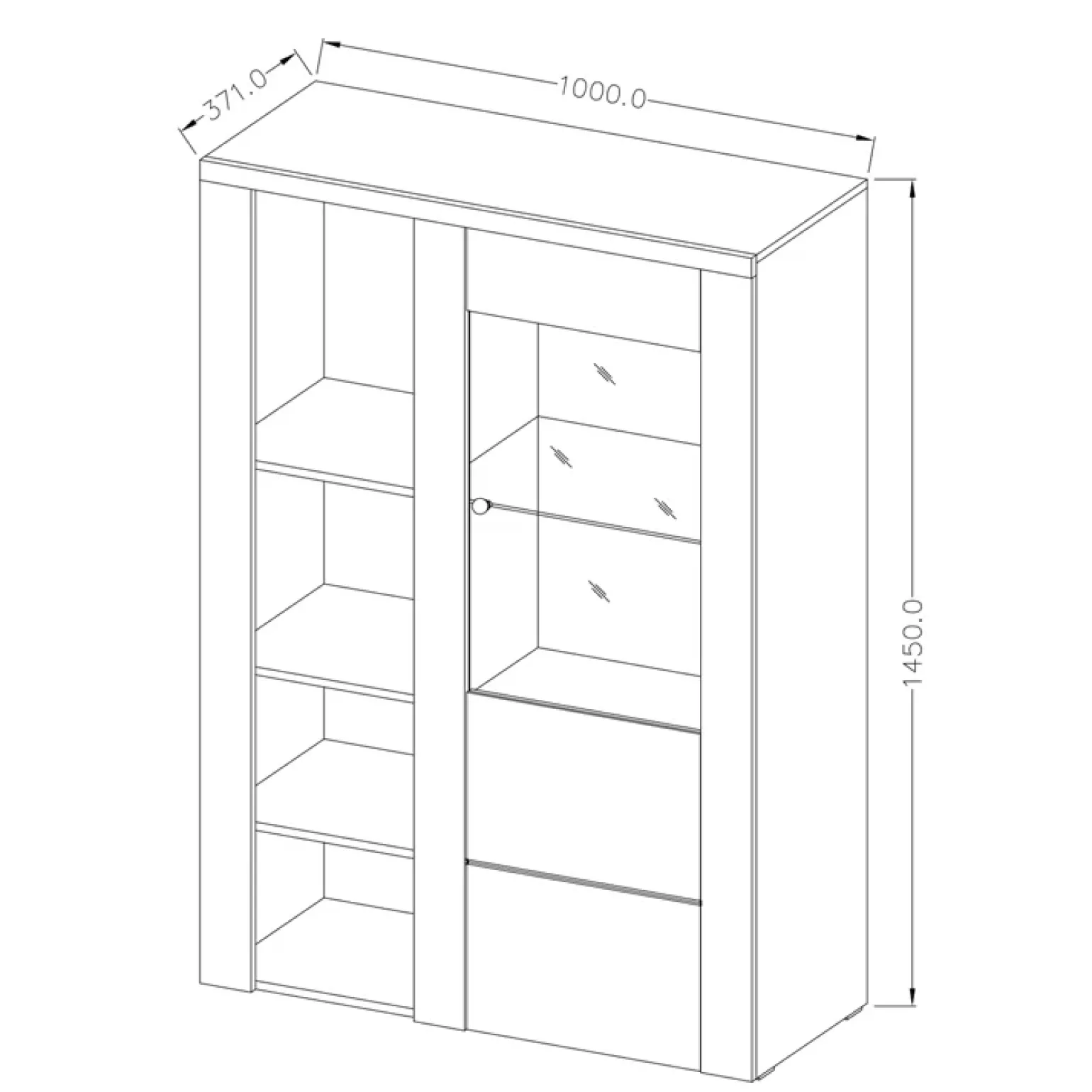 Credenza alta 100x145h cm 1 anta moderna rovere Paloma 2
