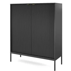 Credenza alta 104x125h cm 2 ante moderna soggiorno nero Alisa