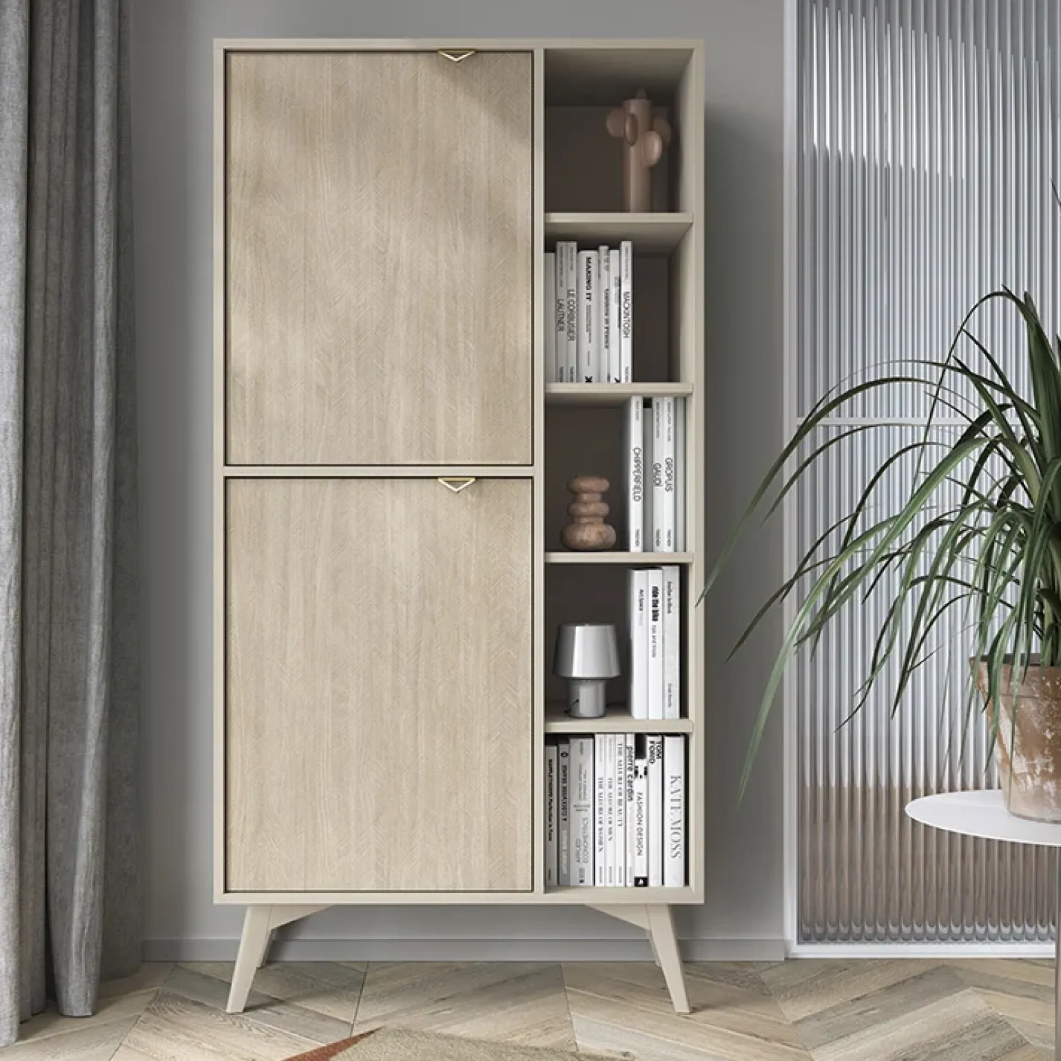 Credenza alta 80x160h cm 2 ante beige rovere Myrta