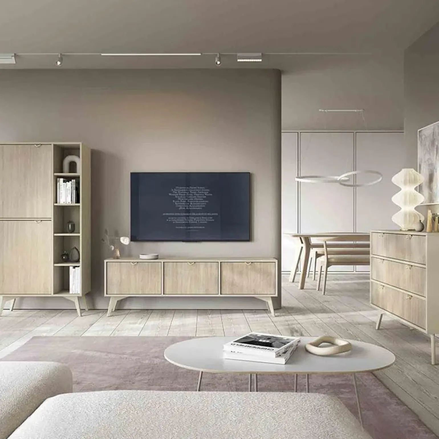 Credenza alta 80x160h cm 2 ante beige rovere Myrta