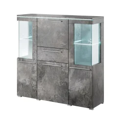 Credenza alta 130x128h cm 4 ante 1 cassetto ossido Frisk