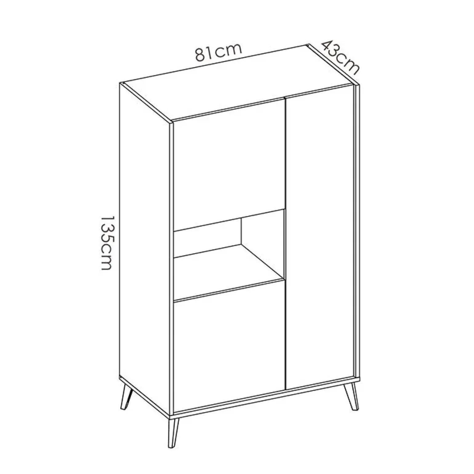 Credenza alta 81x135h cm 3 ante moderna rovere grafite Elmer