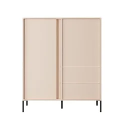 Credenza alta 103x123h cm 2 ante 2 cassetti beige Melly