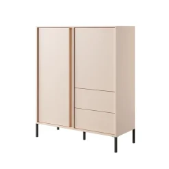 Credenza alta 103x123h cm 2 ante 2 cassetti beige Melly