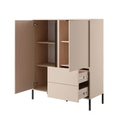Credenza alta 103x123h cm 2 ante 2 cassetti beige Melly