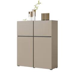 Credenza alta 120x140h cm 4 ante moderna tortora nero Lolla