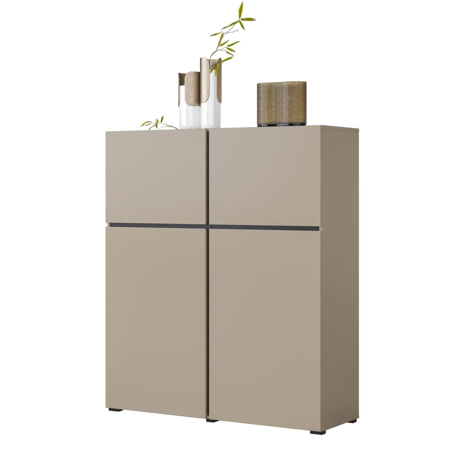 Credenza alta 120x140h cm 4 ante moderna tortora nero Lolla