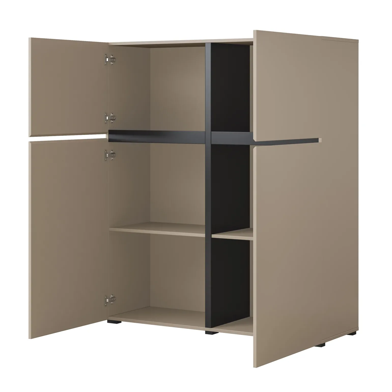 Credenza alta 120x140h cm 4 ante moderna tortora nero Lolla