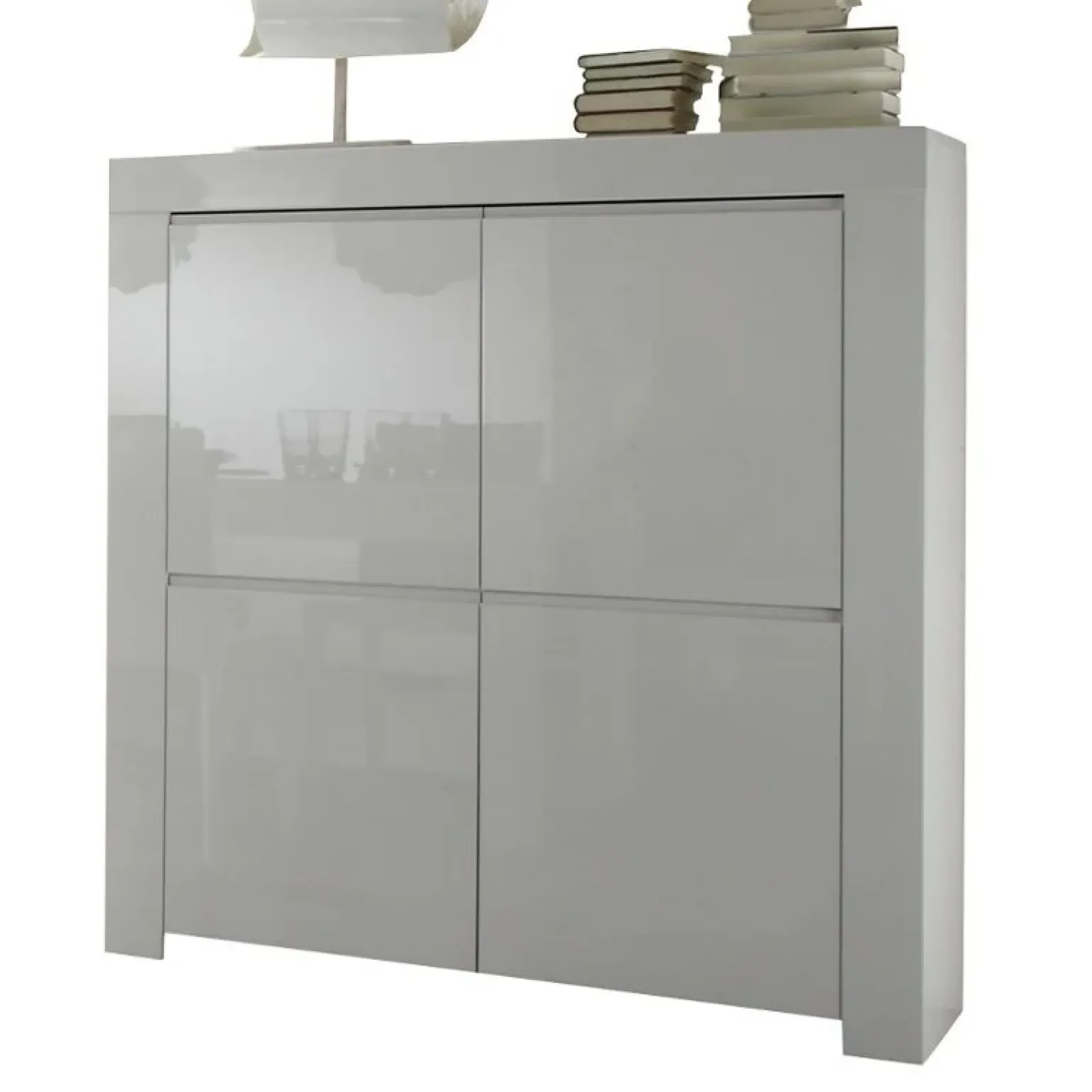 Credenza alta 119x140h cm 4 ante moderna bianco lucido Essential