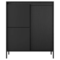 Credenza alta 104x124h cm 3 ante nero opaco cannettato Ciar
