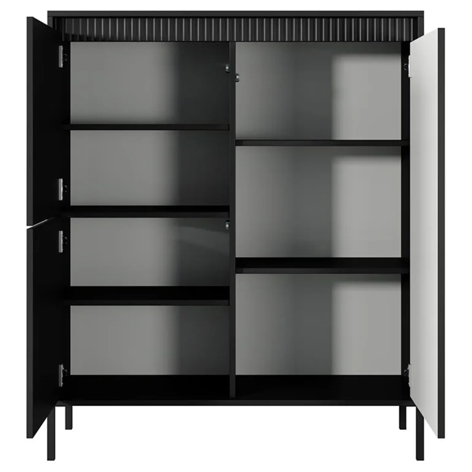 Credenza alta 104x124h cm 3 ante nero opaco cannettato Ciar