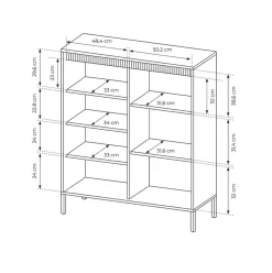Credenza alta 104x124h cm 3 ante nero opaco cannettato Ciar