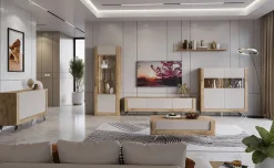 Credenza alta 129x137h cm 2 ante rovere tortora lucido Jumbo