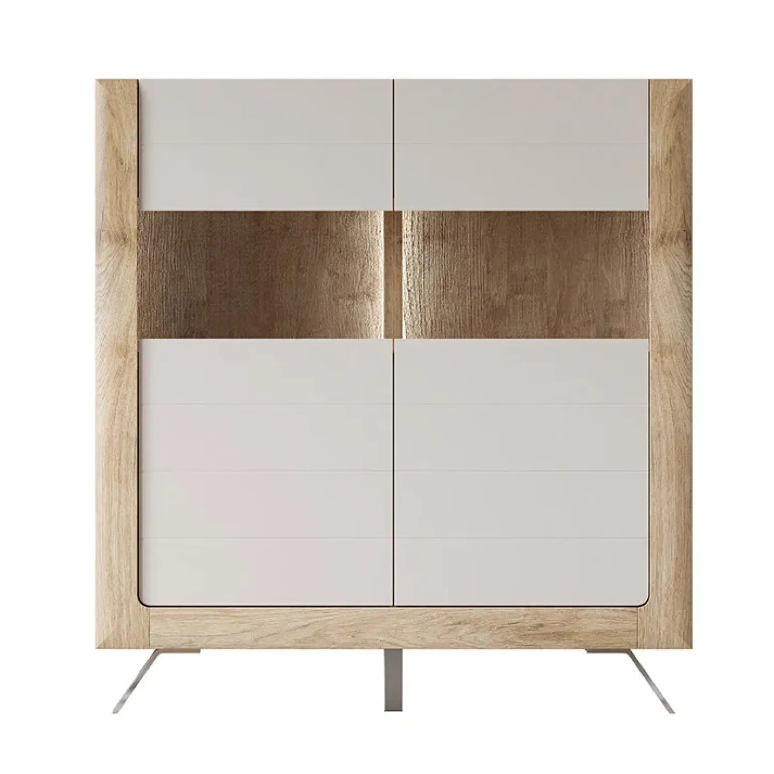 Credenza alta 129x137h cm 2 ante rovere tortora lucido Jumbo
