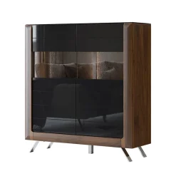 Credenza alta 129x137h cm 2 ante noce nero lucido Jumbo