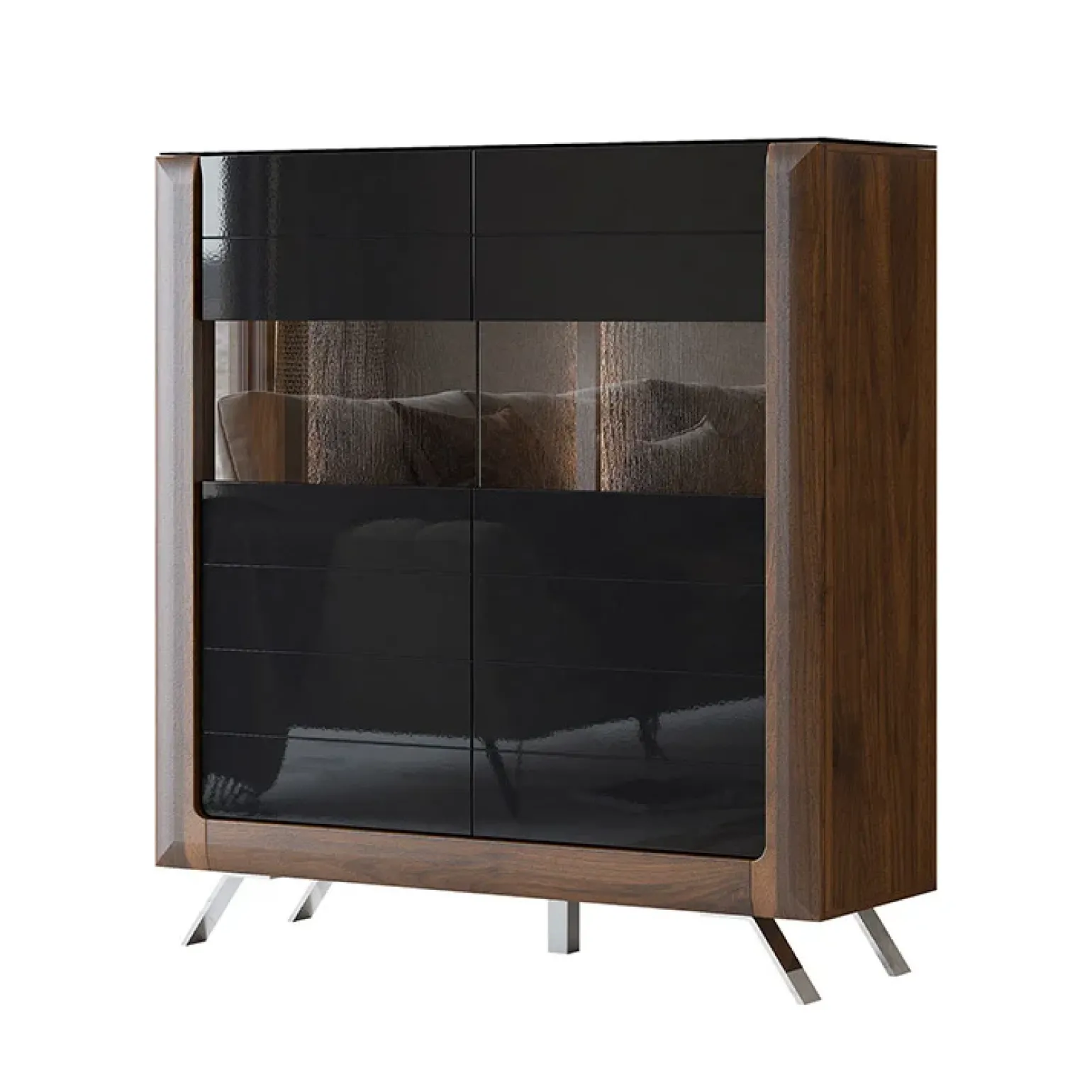Credenza alta 129x137h cm 2 ante noce nero lucido Jumbo