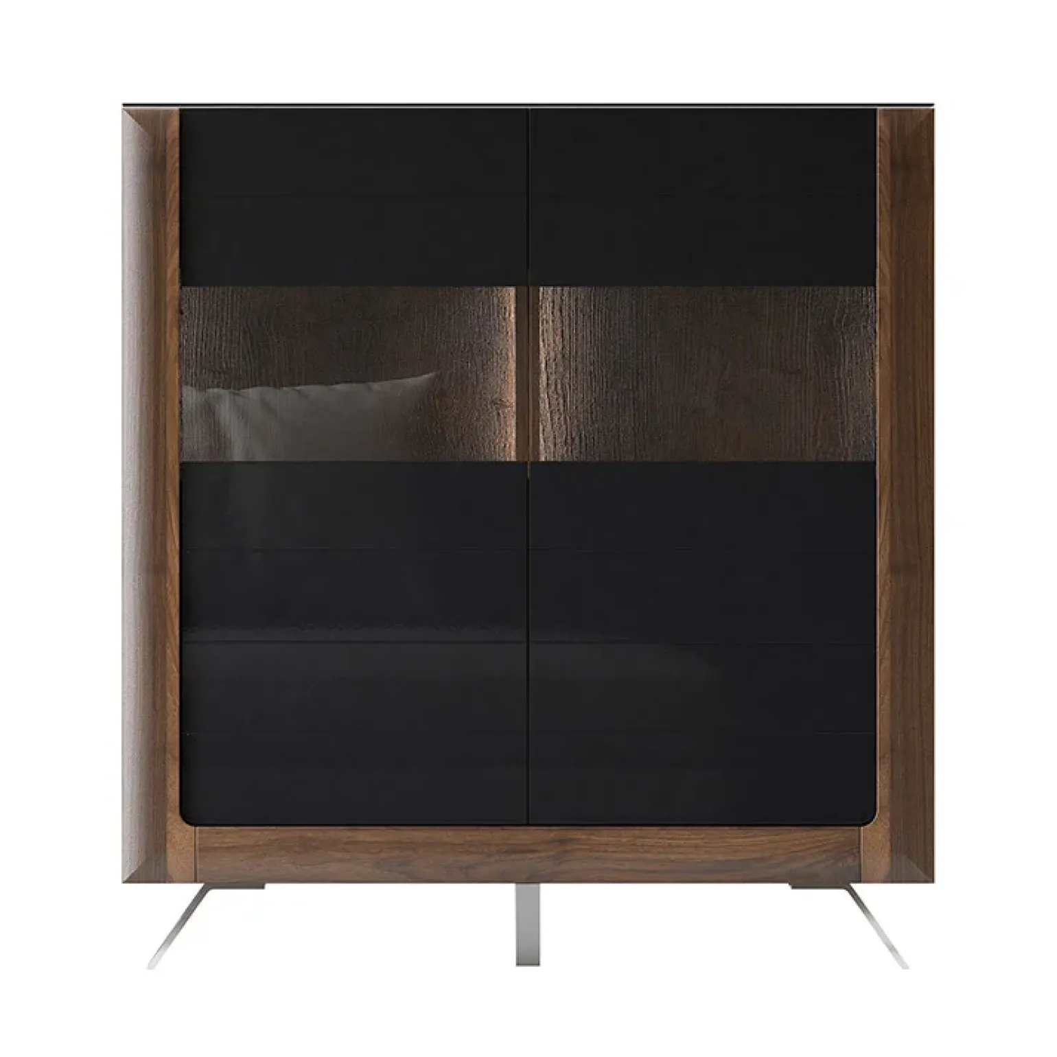Credenza alta 129x137h cm 2 ante noce nero lucido Jumbo