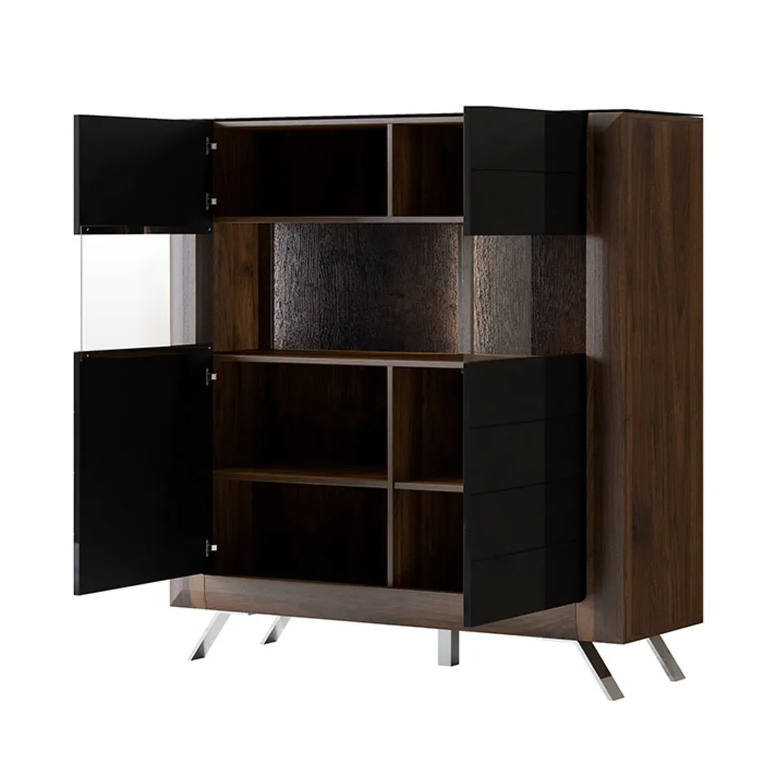 Credenza alta 129x137h cm 2 ante noce nero lucido Jumbo