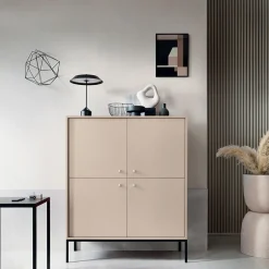 Credenza alta 104x125h cm 4 ante soggiorno beige Glory