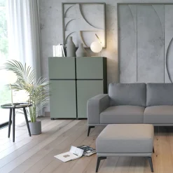 Credenza alta 120x140h cm 4 ante moderna verde nero Lolla