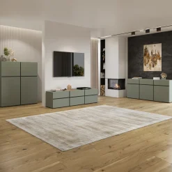 Credenza alta 120x140h cm 4 ante moderna verde nero Lolla