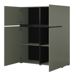 Credenza alta 120x140h cm 4 ante moderna verde nero Lolla