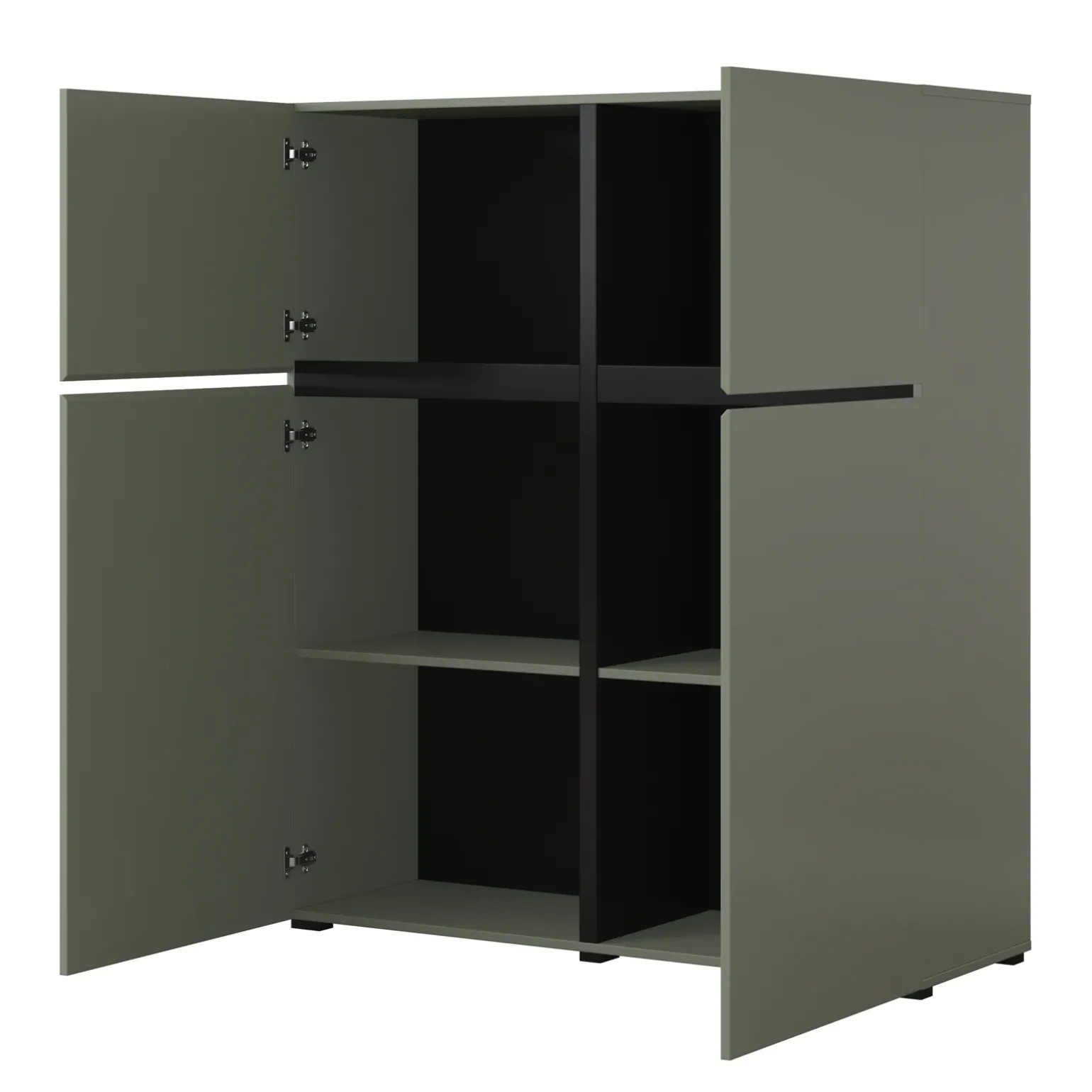 Credenza alta 120x140h cm 4 ante moderna verde nero Lolla
