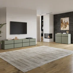Credenza alta 120x140h cm 4 ante moderna verde nero Lolla