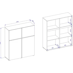 Credenza alta 120x140h cm 4 ante moderna verde nero Lolla