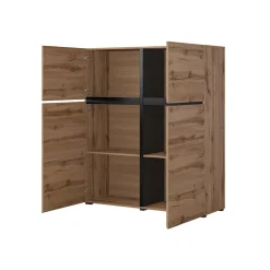 Credenza alta 120x140h cm 4 ante moderna rovere nero Lolla
