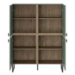 Credenza alta 108x144h cm 4 ante verde salvia scuro rovere Selvia